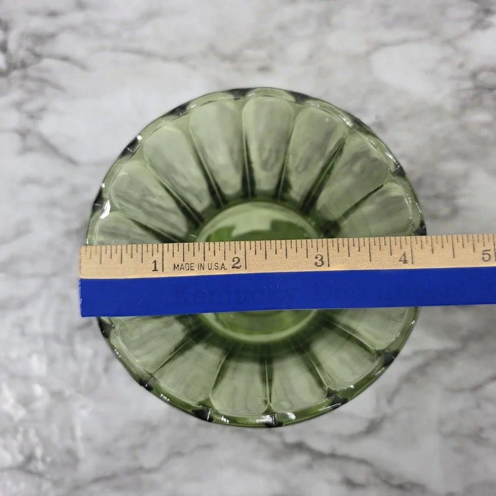 Vintage Green Indiana Glass Vase 6